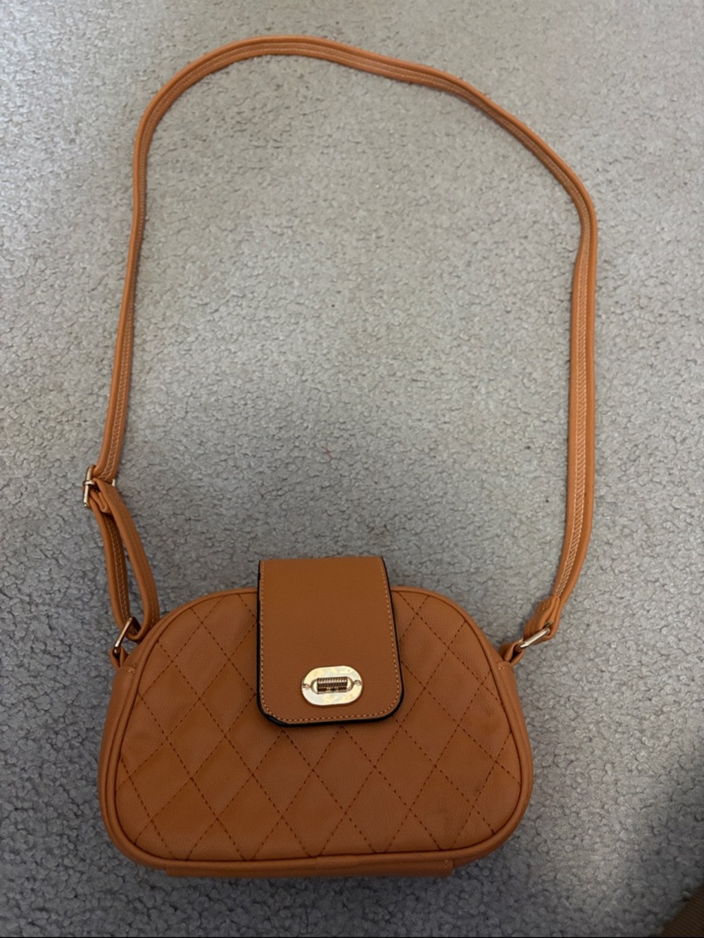 Quilted Crossbody Shoulder Bag in Beige/Mustard — NWOT